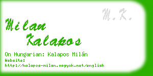 milan kalapos business card